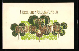 AK Neujahr, Glücksklee Umgibt Den Neujahrsgruss  - Autres & Non Classés