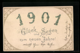 AK Jahreszahl 1901 Aus Vergissmeinnicht, Glück Und Segen  - Autres & Non Classés