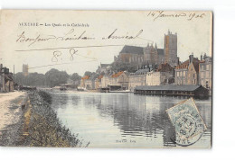 AUXERRE - Les Quais Et La Cathédrale - Très Bon état - Auxerre