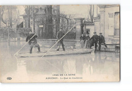 ASNIERES - Crue De La Seine - Le Quai De Courbevoie - Très Bon état - Asnieres Sur Seine