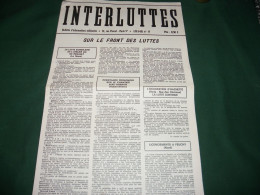 EVENEMENTS  1968 : " INTERLUTTES " BULLETIN D INFORMATIONS MILITANTES , LE N ° 11 - 1950 à Nos Jours