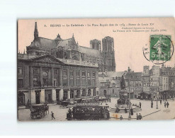 REIMS : La Cathédrale, La Place Royale, Statue De Louis XV - état - Reims