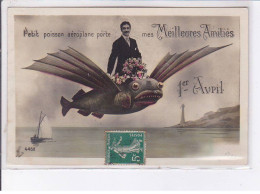 FANTAISIE - 1er Avril - Surréalisme: Petit Poisson Aéroplane Porte Mes Meilleurs Amitiés - Très Bon état - Altri & Non Classificati