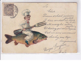 FANTAISIE - 1er Avril - Surréalisme: Petit Cuisinier Sur Poisson - Très Bon état - Sonstige & Ohne Zuordnung