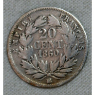 FRANCE NAPOLEON III- 20 Centimes 1860 BB (4) TB Cote 20€ - Sonstige & Ohne Zuordnung