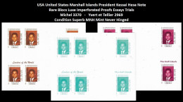 1999 USA UN World Leaders Millennium Summit - United States Marshall President Kessai Hesa Note - Rare Set MNH - Sonstige & Ohne Zuordnung