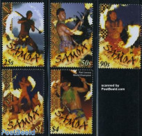 Samoa 2001 Fire Dance 5v, Mint NH, Performance Art - Various - Dance & Ballet - Folklore - Tanz