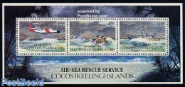 Cocos Islands 1993 Life Saving At Sea S/s, Mint NH, Transport - Aircraft & Aviation - Ships And Boats - Flugzeuge