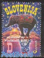 Slovenia 2002 Europa, Circus 1v, Mint NH, History - Nature - Performance Art - Europa (cept) - Elephants - Circus - Circus
