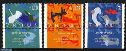 Israel 1996 Living Together 3v, Mint NH, Nature - Birds - Cats - Dogs - Environment - Sea Mammals - Unused Stamps (with Tabs)