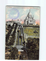 PARIS : Le Funiculaire Et La Basilique Du Sacré Coeur à Montmartre - état ( Partiellement Décollée ) - Openbaar Vervoer