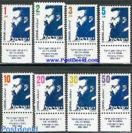 Israel 1986 Herzl Definitives 8v (20+30 With One Phosphor Bar, 50 With 2), Mint NH, History - Newspapers & Journalism - Unused Stamps (with Tabs)