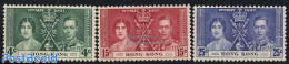 Hong Kong 1937 Coronation 3v, Unused (hinged), History - Kings & Queens (Royalty) - Nuovi