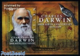 Nevis 2009 Charles Darwin S/s, Mint NH, History - Nature - Transport - Various - Explorers - Birds - Ships And Boats -.. - Erforscher