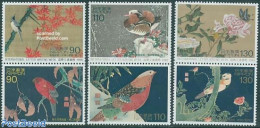 Japan 1998 Int. Letter Week 3x2v [:], Mint NH, Nature - Birds - Ducks - Flowers & Plants - Art - Paintings - Ungebraucht