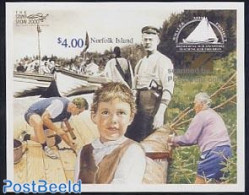 Norfolk Island 2000 Stamp Show London S/s, Mint NH, Nature - Transport - Fishing - Philately - Ships And Boats - Vissen