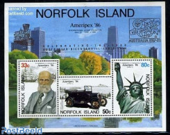 Norfolk Island 1988 Australian Centennial Exhibition S/s, Mint NH, Transport - Philately - Automobiles - Ships And Boa.. - Voitures