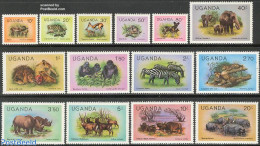 Uganda 1979 Definitives, Animals 14v (no Year), Mint NH, Nature - Animals (others & Mixed) - Cat Family - Elephants - .. - Andere & Zonder Classificatie