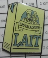 912B Pin's Pins / Beau Et Rare / ALIMENTATION / BRIQUE DE LAIT UHT LES FALAISIENS - Food