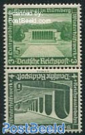 Germany, Empire 1936 5Pf+6Pf, Verical Tete-beche Pair, Unused (hinged), Art - Bridges And Tunnels - Nuovi