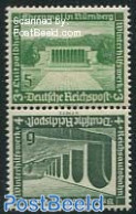 Germany, Empire 1936 5Pf+6Pf, Verical Tete-beche Pair, Unused (hinged), Art - Bridges And Tunnels - Ungebraucht