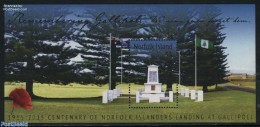 Norfolk Island 2015 Remembering Gallipoli S/s, Mint NH, History - Flags - World War I - Guerre Mondiale (Première)