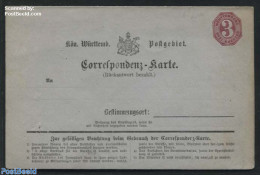 Germany, Wurtemberg 1871 Reply Paid Postcard 3/3Kr, Unused Postal Stationary - Altri & Non Classificati