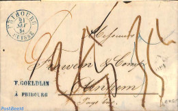 Switzerland 1825 Folding Letter From Fribourg To Anrhem Via Oberhausen, Postal History - Cartas & Documentos