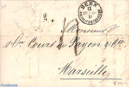 Switzerland 1864 Folding Letter From Bern To Marseille, Postal History - Brieven En Documenten