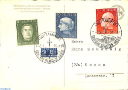 Germany, Federal Republic 1955 Postcard With Special Postmark DEUTSCHE INDUSTRIE-MESSE (pinholes In Card), Postal Hist.. - Cartas & Documentos