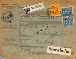 Sweden 1923 Parcel Card From NorKöping To Helsingfors, Postal History - Briefe U. Dokumente