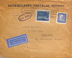 Sweden 1935 Airmail Letter From Göteborg To Timperley, Postal History - Brieven En Documenten