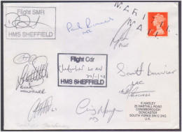 HMS SHEFFIELD Maritime Sea Mail, SIGNED BY FLIGHT SMR, FLIGHT CDR FLYING AIR MAINTENANCE, PILOT And CREW MEMBERS Cover - Marittimi