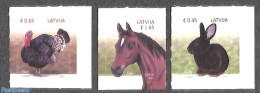 Latvia 2023 Domestic Animals 3v S-a, Mint NH, Nature - Animals (others & Mixed) - Birds - Horses - Poultry - Rabbits /.. - Other & Unclassified