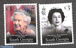 South Georgia / Falklands Dep. 2023 Queen Elizabeth II, In Memoriam 2v, Mint NH, History - Kings & Queens (Royalty) - Familias Reales