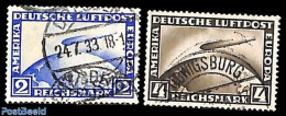 Germany, Empire 1928 Zeppelin 2v, Used, Used Or CTO, Transport - Zeppelins - Gebraucht