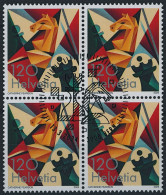 Suisse - 2024 - Weltschachverband - Viererblock - Sonderstempel - Usados