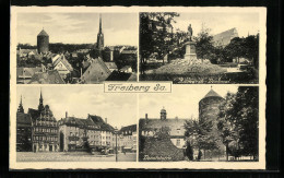 AK Freiberg /Sa., Teilansicht, Obermarkt Mit Denkmal Otto Der Reiche  - Freiberg (Sachsen)