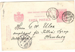 Romania - Postal Stationery 1906. Jassy Via Hamburg Germany - Ganzsachen