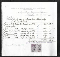 Great Britain 1908 KEVII 2/- & 4/- Purple Contract Notes On Piece - Steuermarken