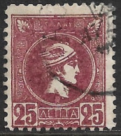GREECE Spot In Circle And Spotted EΛΛAΣ In 1891-1896 Small Hermes Heads 25 L Darklilac Vl. 113 - Gebruikt