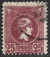 GREECE Spot In Circle And Spotted EΛΛAΣ In 1891-1896 Small Hermes Heads 25 L Darklilac Vl. 113 - Usati