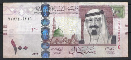 Saudi Arabia 2012 Banknote 100 Riyals P-35c Circulated With Pin Hole - Arabia Saudita