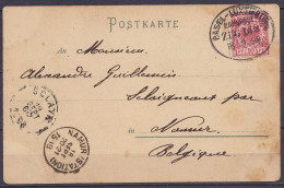 Allemagne - CP Strassburg Affr. 10pf Càd Ambulant "BASEL-LUXEMBURG /BAHNPOST /18.9.1898" Pour SCLAIGNEAUX Par Namur - Cà - 1893-1900 Fine Barbe
