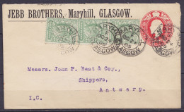 Ecosse - EP Env. 1d Repiquée "Jebb Brothers, Maryhill, Glasgow" + 3x ½d Càd "MARYHILL /OC 24 1905/ GLASGOW" Pour ANTWERP - 1893-1907 Wappen