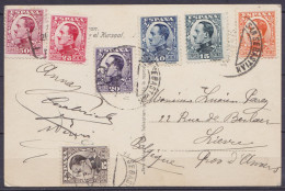 Espagne - CP Affr. Multicolore (7 Valeurs !) 190cts Càpt SAN SEBASTIAN /SEP 8 19?? Pour LIERRE Prov. D'Anvers (tp 30cts  - Cartas & Documentos