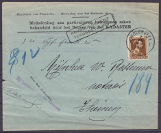 Env. "Ministerie Van Financiën - … Kadaster Te Brussel" Affr. N°427 Càd MOLENBEEK /7 III 1938 Pour THIENEN - Contre Remb - 1936-1957 Col Ouvert