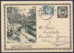 EP CP Illustrée Virton 50c+25c (type N°317) Surch. "35c" Flam. LIEGE /2 XI 1938 Pour E/V - Taxé 10c Càd LIEGE /2 XI 1938 - Postcards 1934-1951