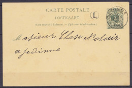 EP CP 5c Vert-gris (type N°45) De Bourseigne-Neuve Càd GEDINNE /30 MARS 1894 Pour E/V - Boîte Rurale "L" - Cartes Postales 1871-1909