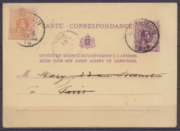 EP Carte-correspondance 5c Mauve (type N°28) + N°28 Càd BOUILLON /9 JUIN 1879 Pour PARIS - Tarjetas 1871-1909